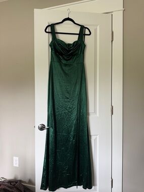 Windsor Emerald Green Satin Cowl Maxi Dress
